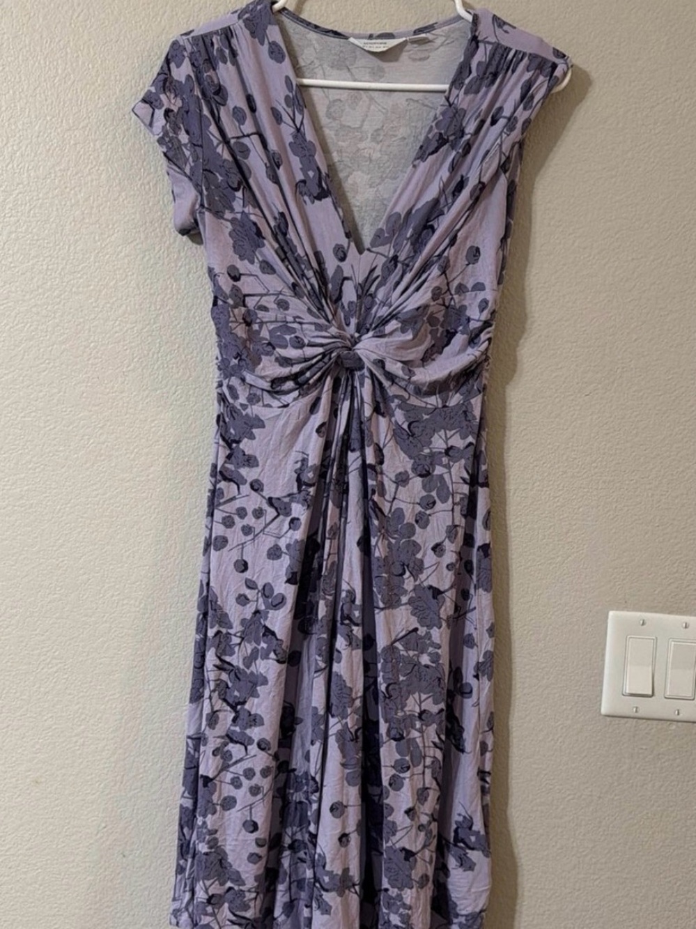 Seraphine Lavender Floral Twist-Front Midi Dress